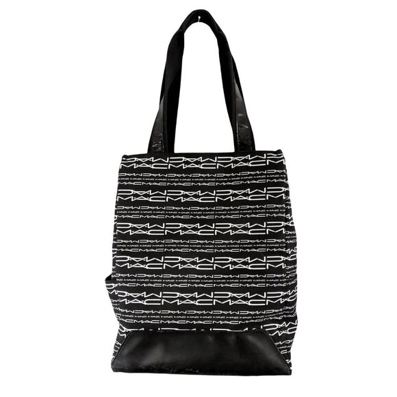 MAC Cosmetic Matt Murphy Signature Tote Bag Fabric Faux Leather Monogram Black - Picture 2 of 9